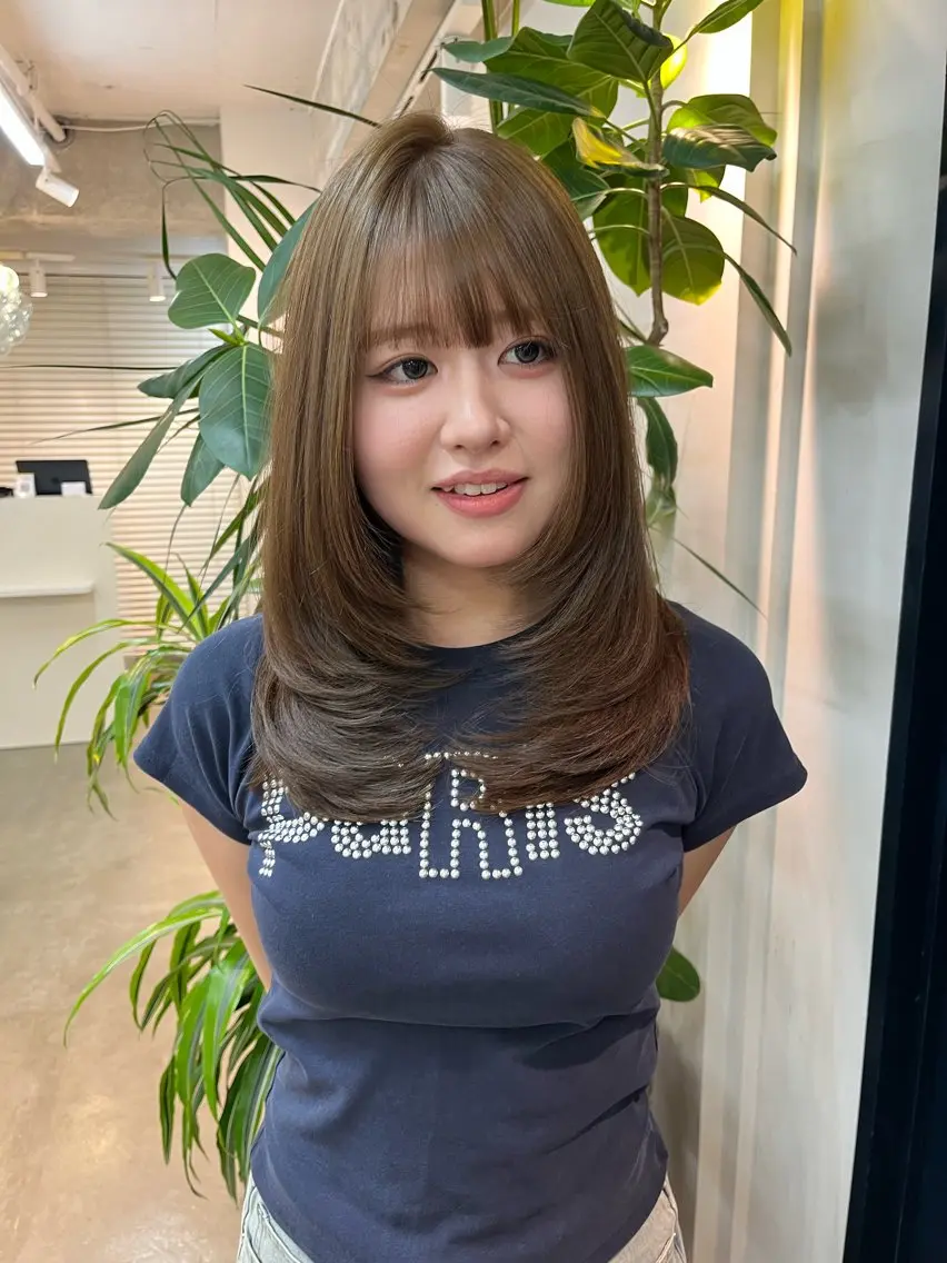 ミディアム カット ヘアカラー トリートメント 土田 莉来のヘアスタイル