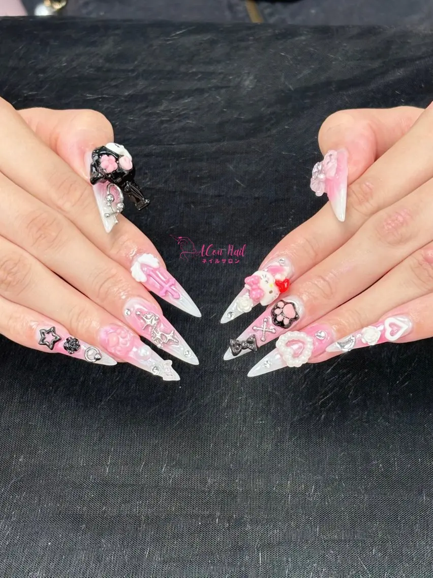 ネイル 桜ネイル 長さ出し フラワーネイル フレンチネイル ジェルネイル ハンドネイル ACon NailSalonのネイルデザイン