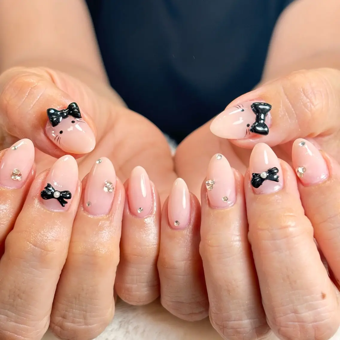 ネイル 桜ネイル 長さ出し フレンチネイル 韓国ネイル マグネットネイル ハンドネイル Kiwami nailsalonのネイルデザイン