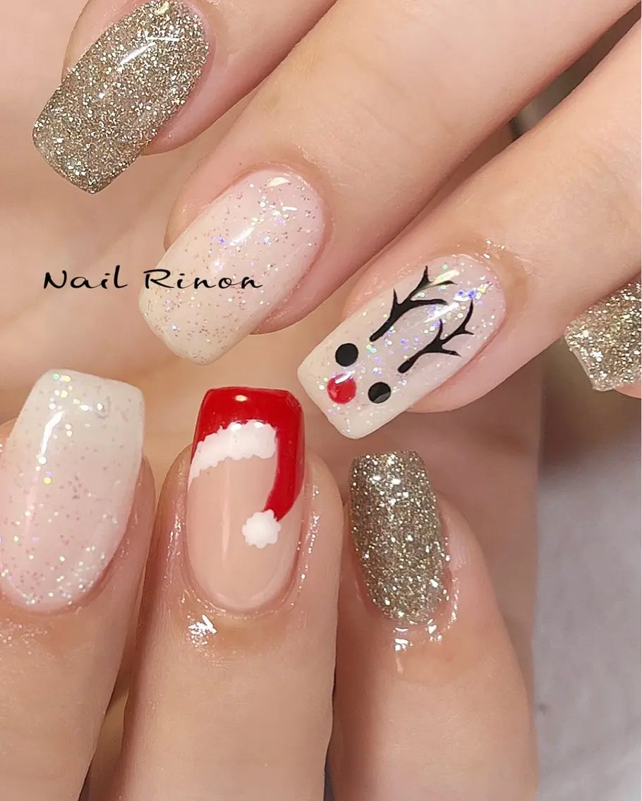 ネイル 冬ネイル クリスマス ハンドネイル Nail Rinonのネイルデザイン