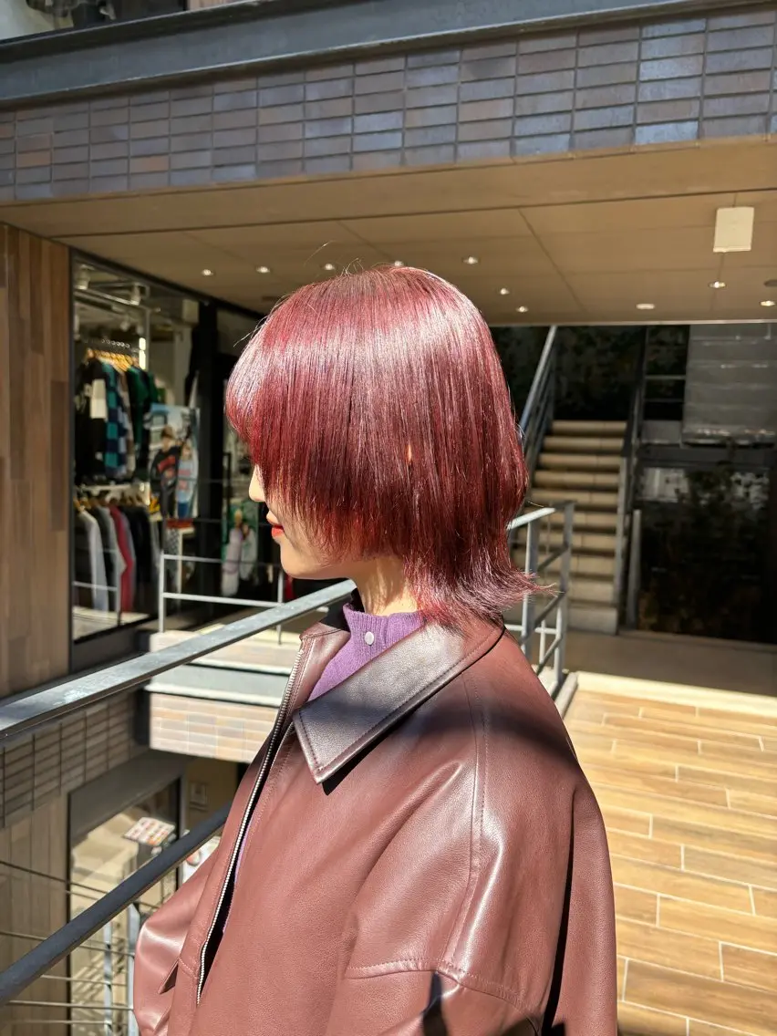 ミディアム カラー ブリーチ ブラウンカラー ブリーチなしカラー ピンクカラー ピンクブラウン カット ヘアカラー トリートメント すぐ巻ける縮毛矯正 🍀勝倉　麗のヘアスタイル