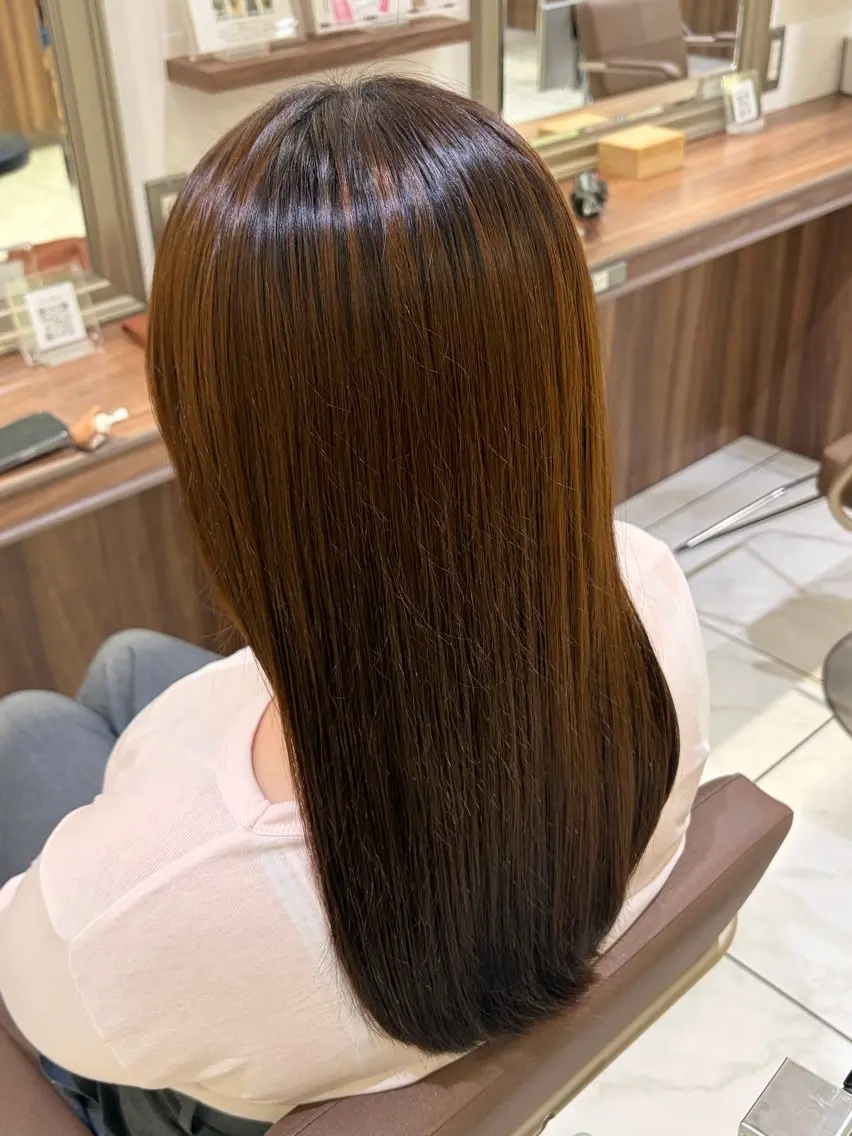 ロング 縮毛矯正 トリートメント Ash桜新町 きあらのヘアスタイル