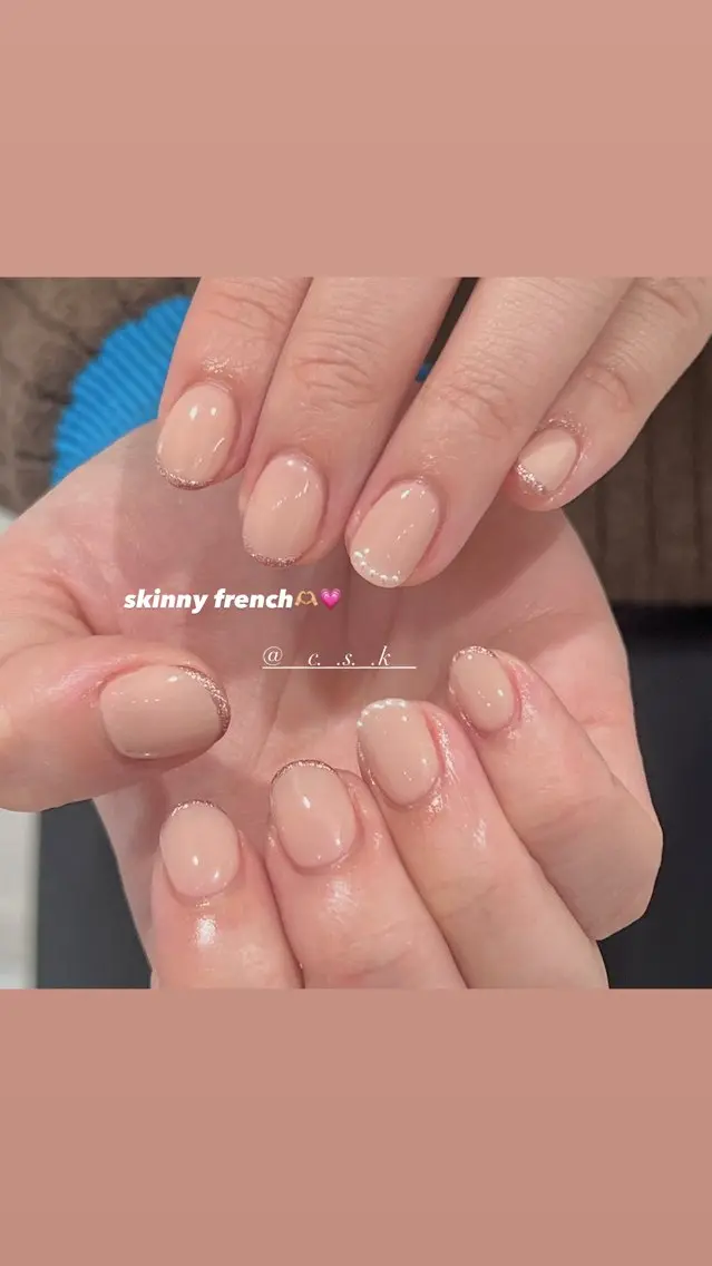 ネイル フレンチネイル ハンドネイル 🎀チーク/ちゅるん 🫧chisa🎀のネイルデザイン