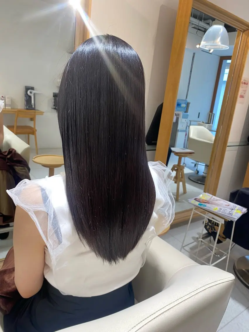 ミディアム カラー カット ヘアカラー トリートメント 安永 涼のヘアスタイル