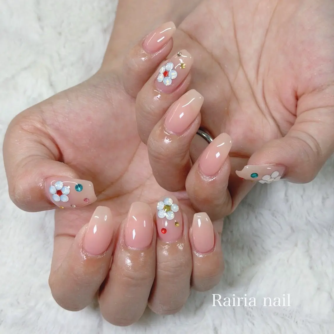 ネイル アートネイル ジェルネイル パラジェル ストーンネイル ハンドネイル Rairia_ Fuukaのネイルデザイン
