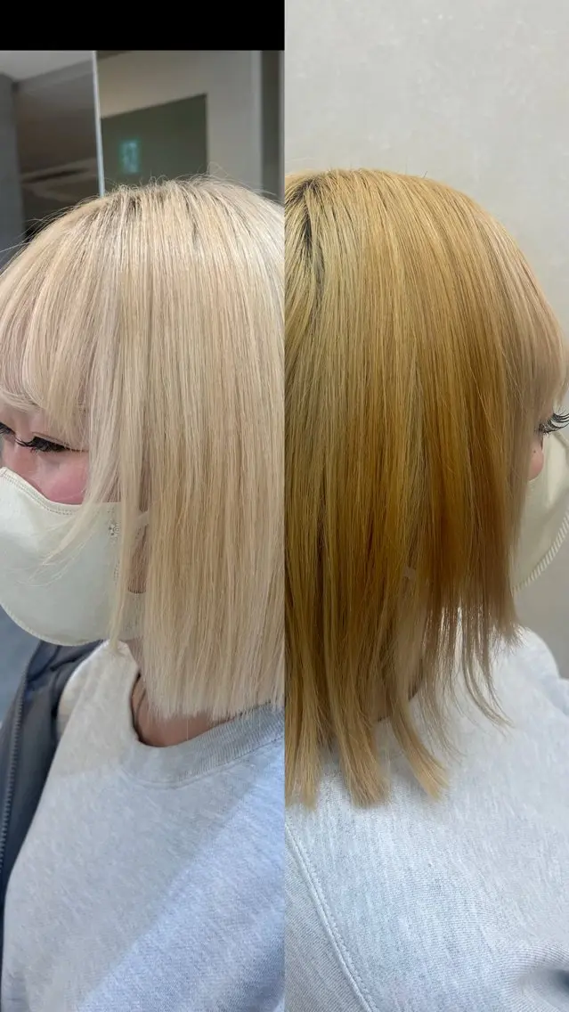 カラー ブロンド カット ヘアカラー ボブ/レイヤー/表 参道/美容師♡ゆいかのヘアスタイル