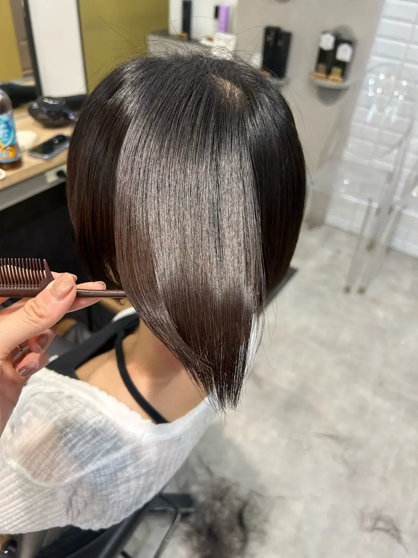 ショート パーマ 髪質改善 ショートヘア ストレートパーマ カット 縮毛矯正 トリートメント hub hair レイヤー/透明感のヘアスタイル