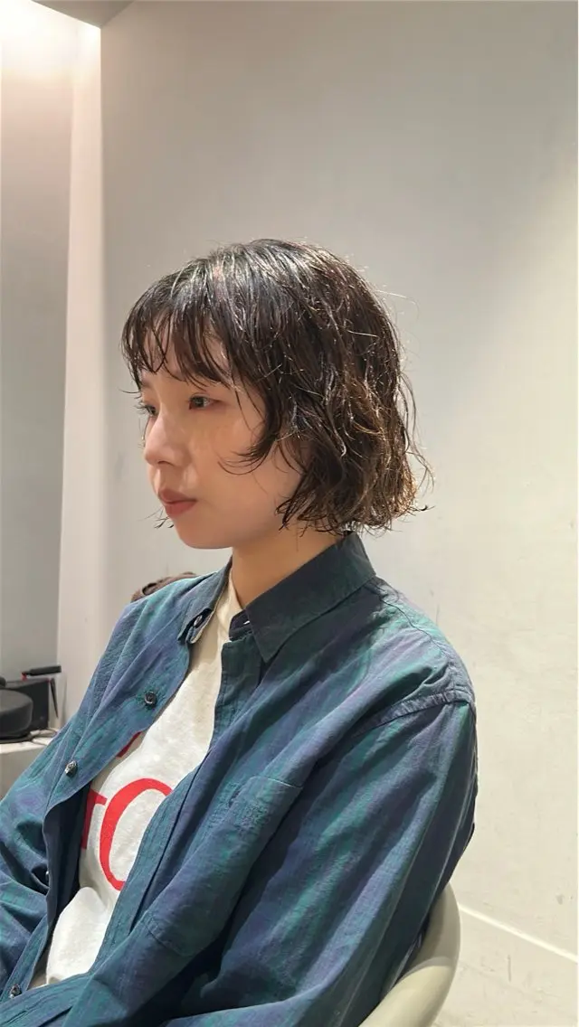 ミディアム パーマ ミディアムパーマ ボブ ニュアンスパーマ カット パーマ 🌿ボブ パーマ高橋啓太🌿のヘアスタイル