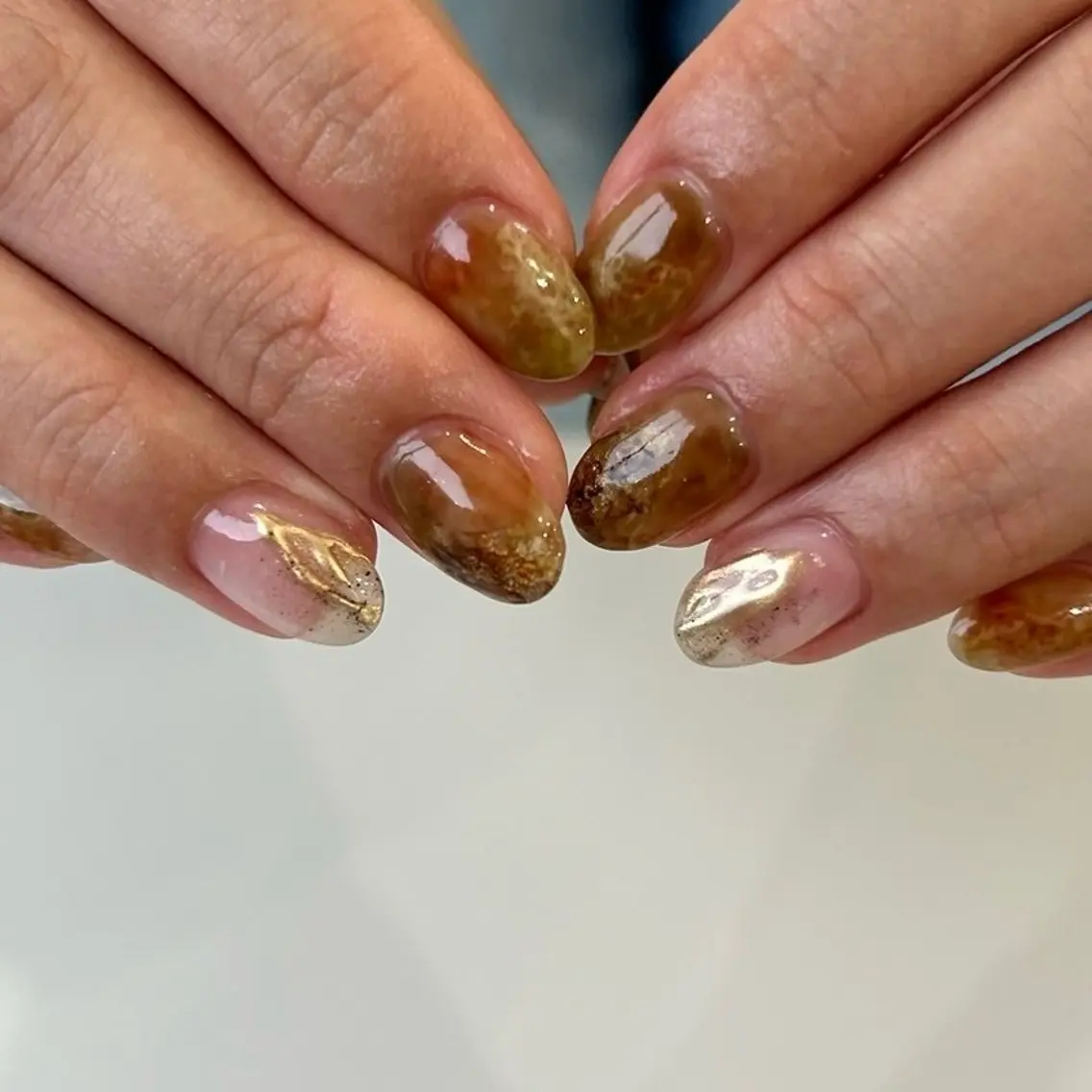 ネイル ブラウン ハンドネイル nail◯ petitnanoのネイルデザイン