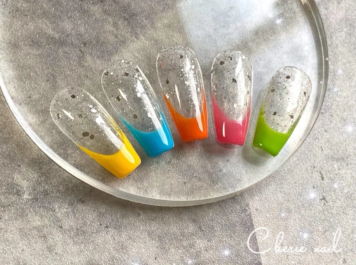 ネイル フレンチネイル ジェルネイル 夏ネイル ハンドネイル Cherienail yunaのネイルデザイン