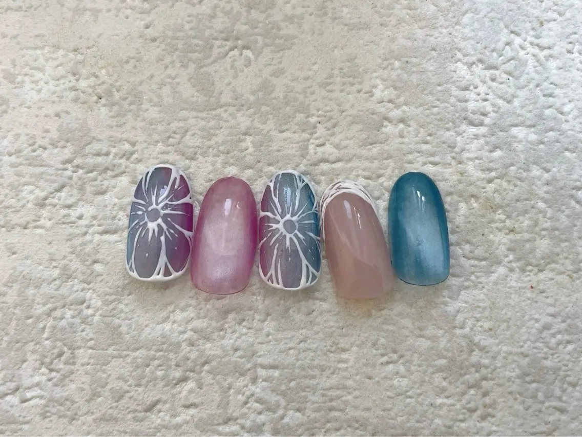 ネイル ジェルネイル マグネットネイル メンズネイル パラジェル 夏ネイル kiki nail &brow二子玉川のネイルデザイン
