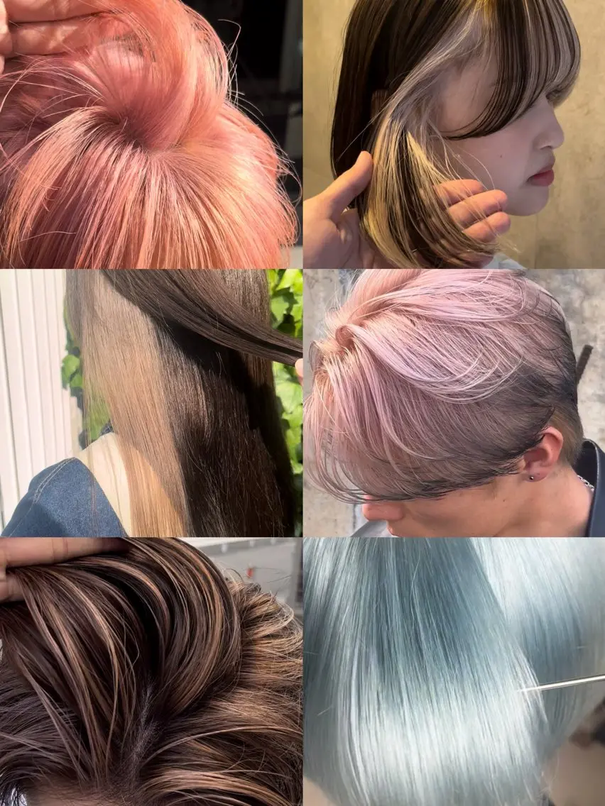 カラー アッシュ グレージュ ウルフ/レイヤー/ ブリーチカラーのヘアスタイル