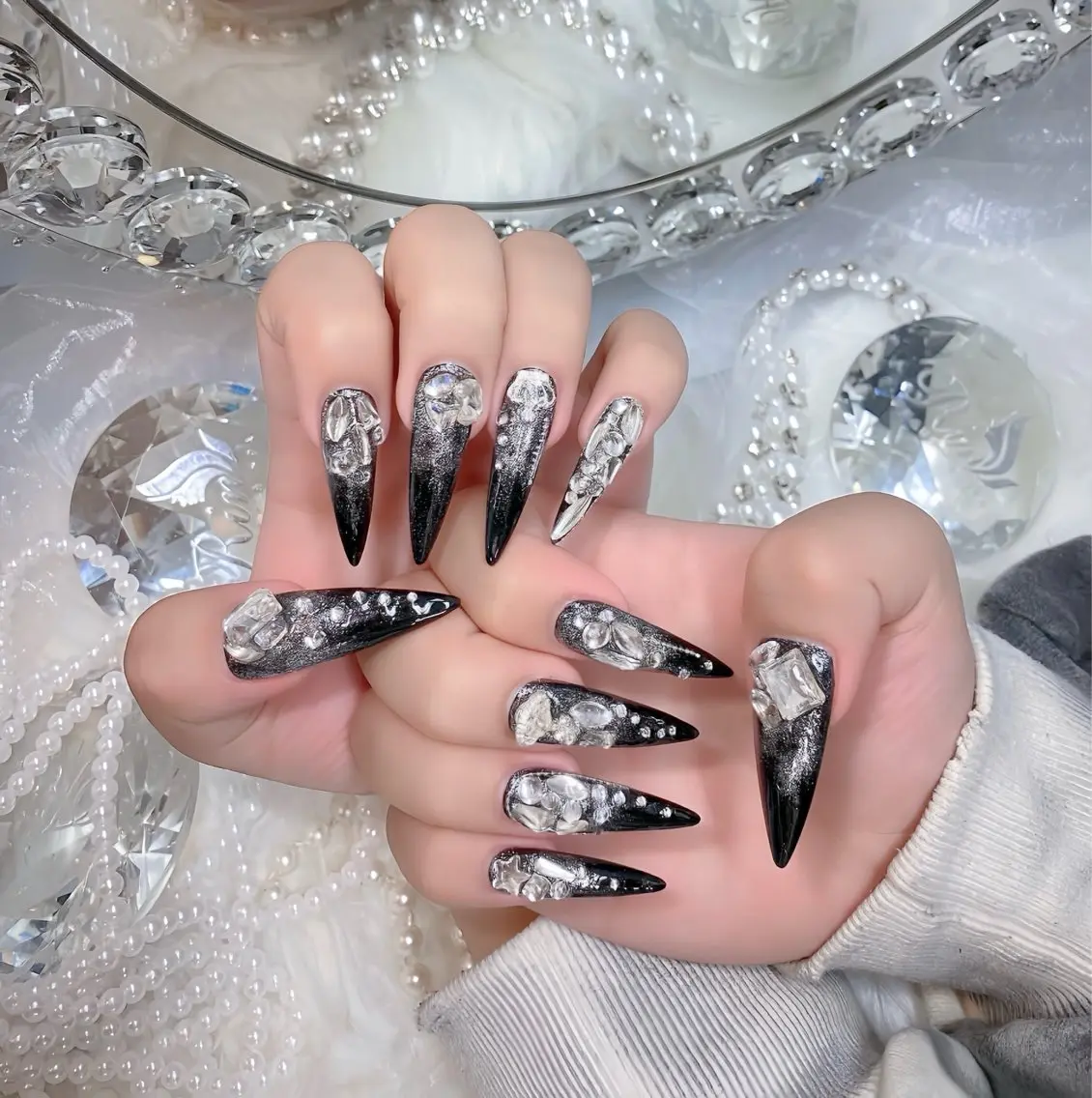 ネイル クリアネイル ドット フットネイル ジェルネイル グリーン ハンドネイル Rin Nail 新大久保店のネイルデザイン