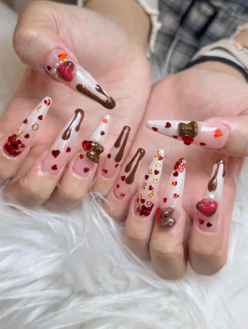 ネイル アートネイル オーロラネイル チークネイル 長さ出し フットネイル Chan nailsのネイルデザイン