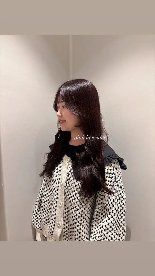 ロング カラー カシス ラベンダーカラー ピンクカラー ヘアカラー トリートメント 髪質改善カラー ベージュ🤎YUMEのヘアスタイル