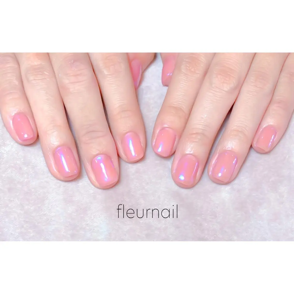 ネイル オーロラネイル ブルー 長さ出し ジェルネイル パラジェル ハンドネイル fleurnail miuraのネイルデザイン