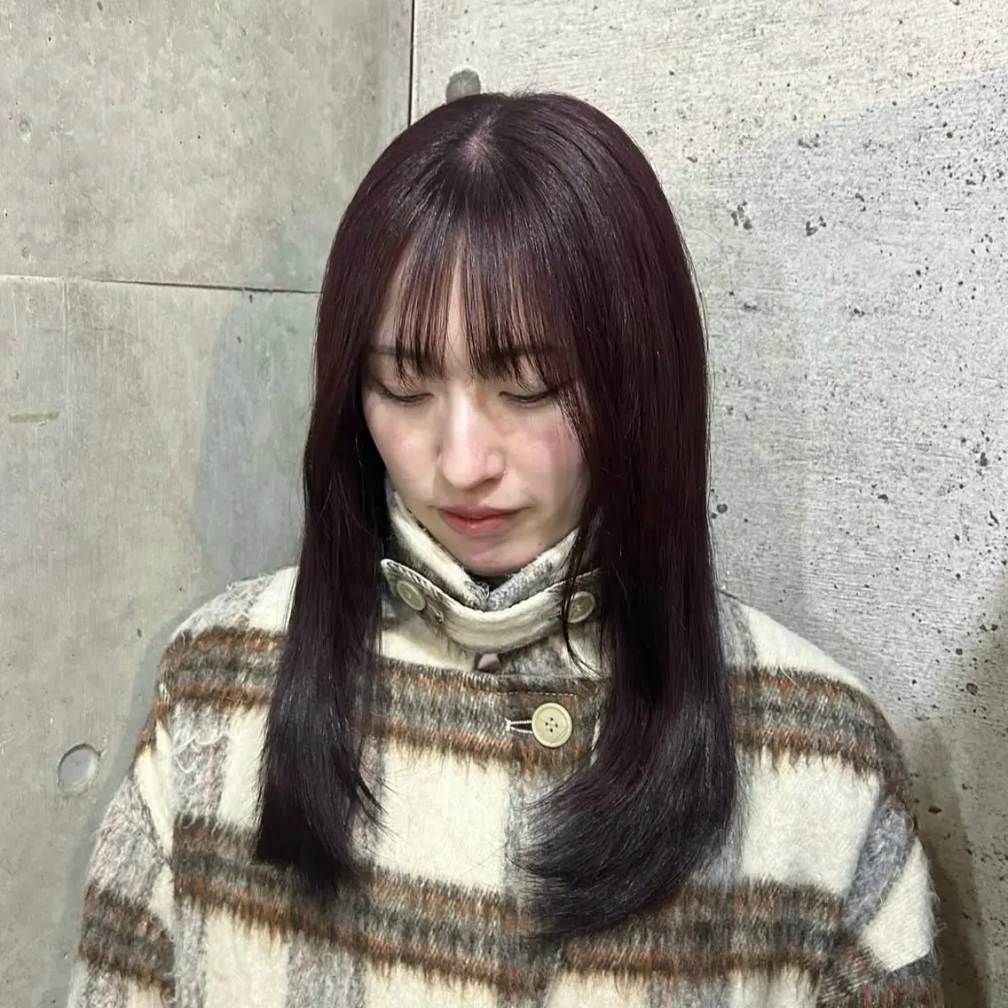 ロング カラー ブリーチ ボルドーカラー ダブルカラー ブリーチなしカラー パープルカラー ヘアカラー SUZUKI KOMIのヘアスタイル