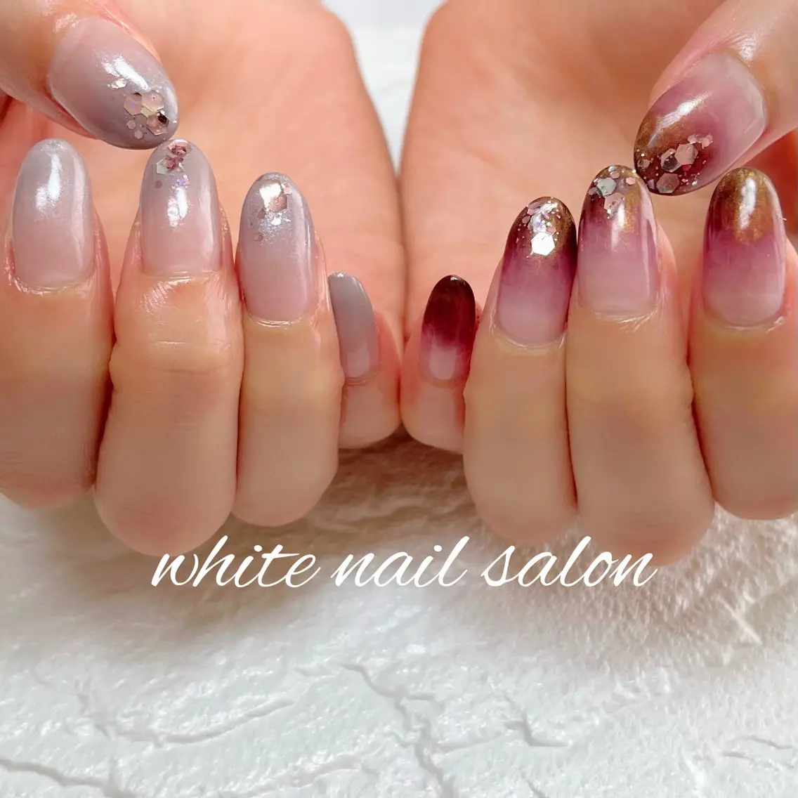 ネイル ラメ(グリッター) シンプルネイル white nail salonのネイルデザイン
