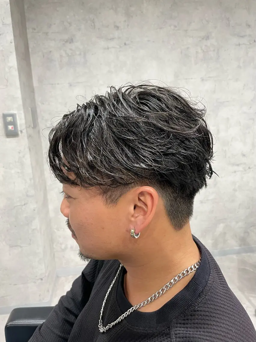 ショート パーマ メンズ センターパート メンズパーマ カット パーマ トリートメント ヘアセット 垢抜けメンズパーマ /颯太のヘアスタイル