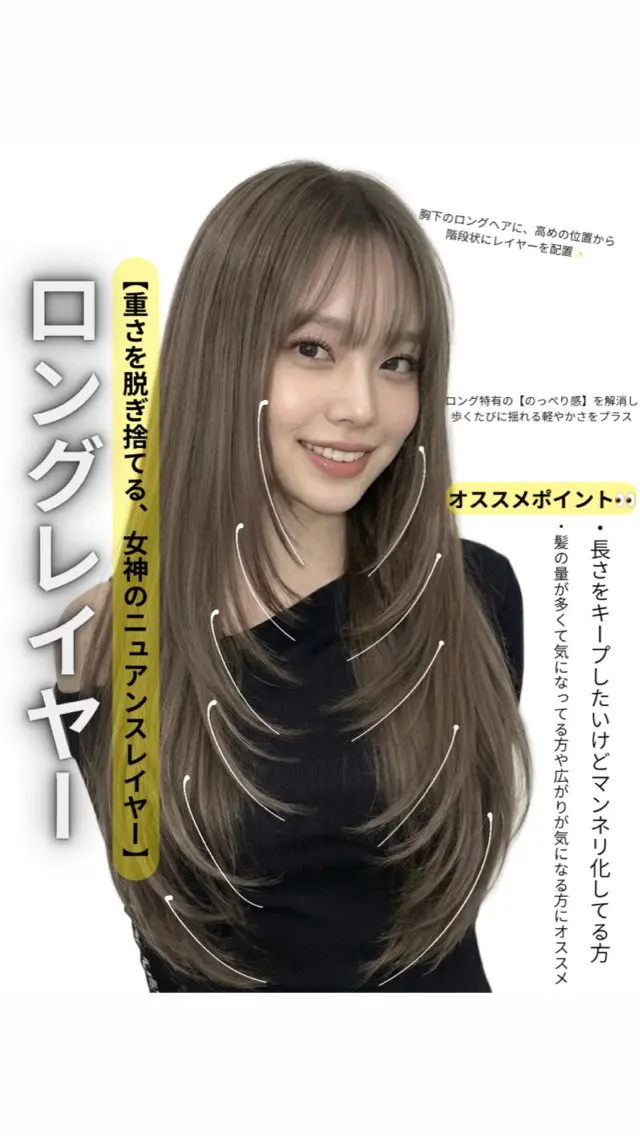 ロング カラー カット トリートメント 新宿/レイヤー特化 韓国ヘア/海外ヘアのヘアスタイル