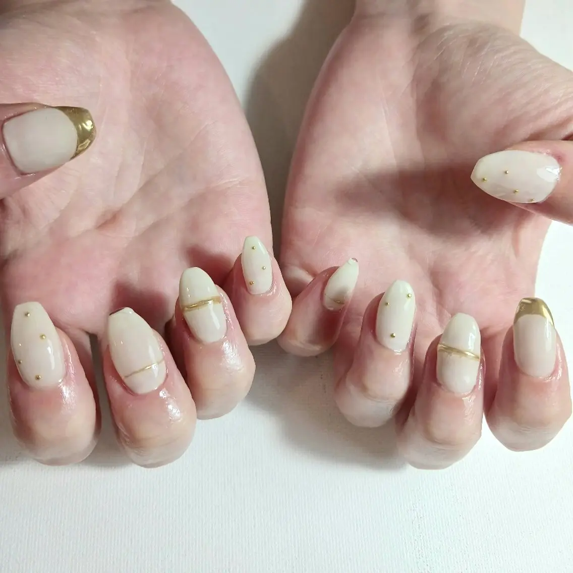 ネイル フレンチネイル ジェルネイル ゴールド ミラーネイル 持ち込み ハンドネイル owlnail /持込みデザイン専門のネイルデザイン