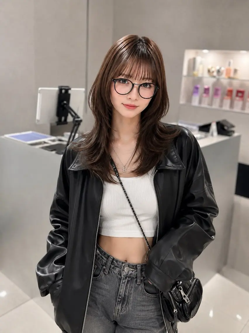 セミロング カラー カット ヘアカラー トリートメント 髪質改善ストレート 韓国風レイヤー池袋のヘアスタイル