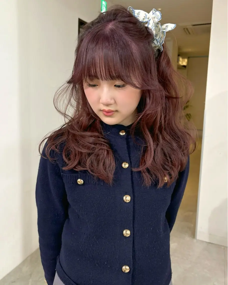 ロング カラー ブリーチ ブリーチなしカラー カット ヘアカラー mizuki/ピンク ベージュ.レイヤーのヘアスタイル