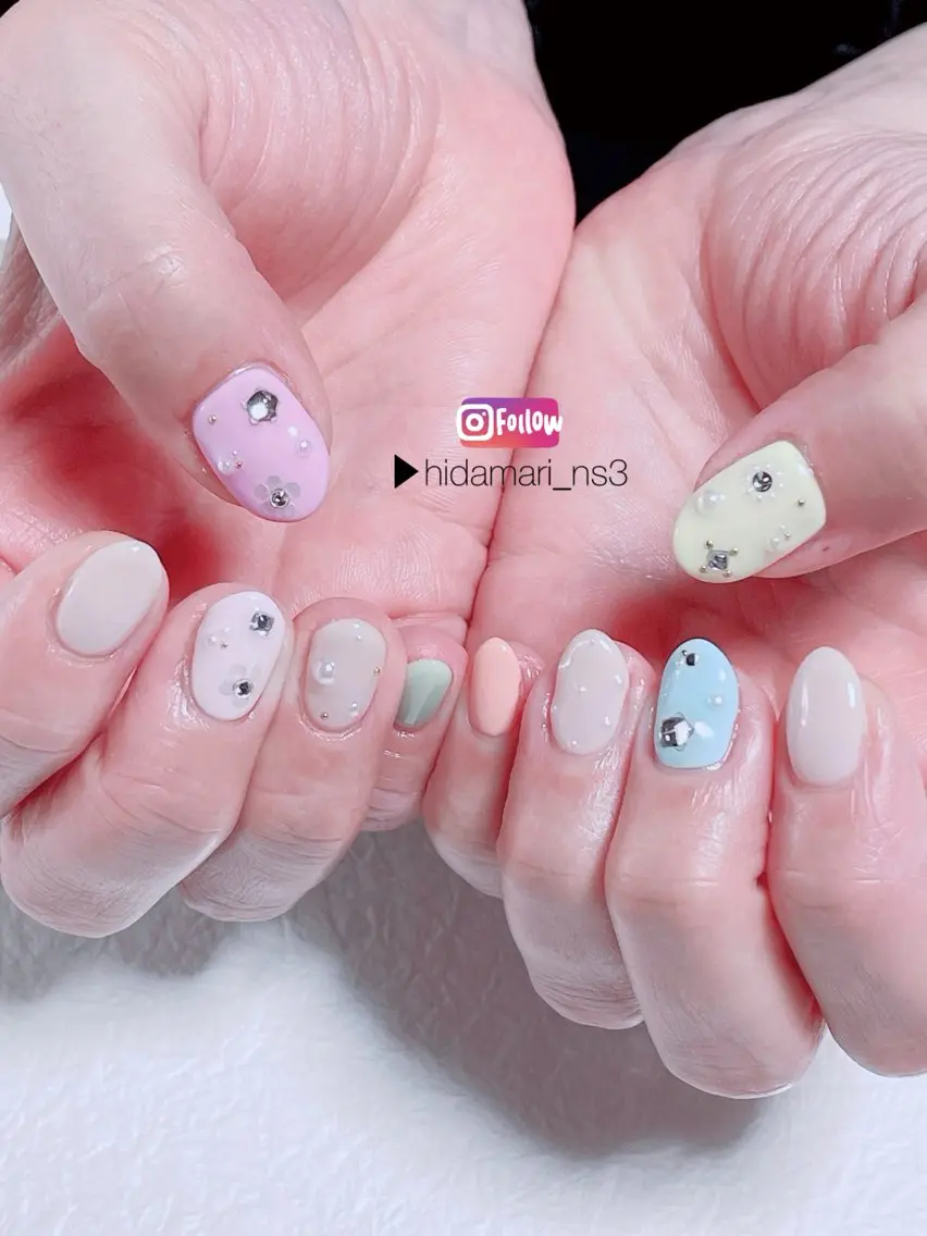 ネイル パステルネイル ハンドネイル NailSalon ひだまりのネイルデザイン
