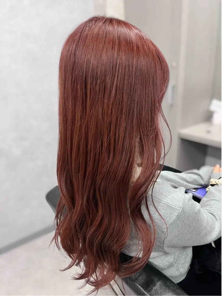 カラー ブリーチ オレンジ ピンクカラー オオバ｜ 理想寄せのヘアスタイル