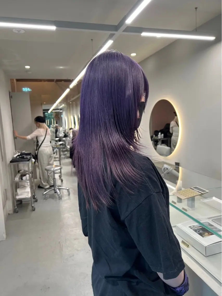 ロング カラー ブリーチ ハイトーンカラー 縮毛矯正 トリートメント ケアブリーチカラー 橋本一輝のヘアスタイル