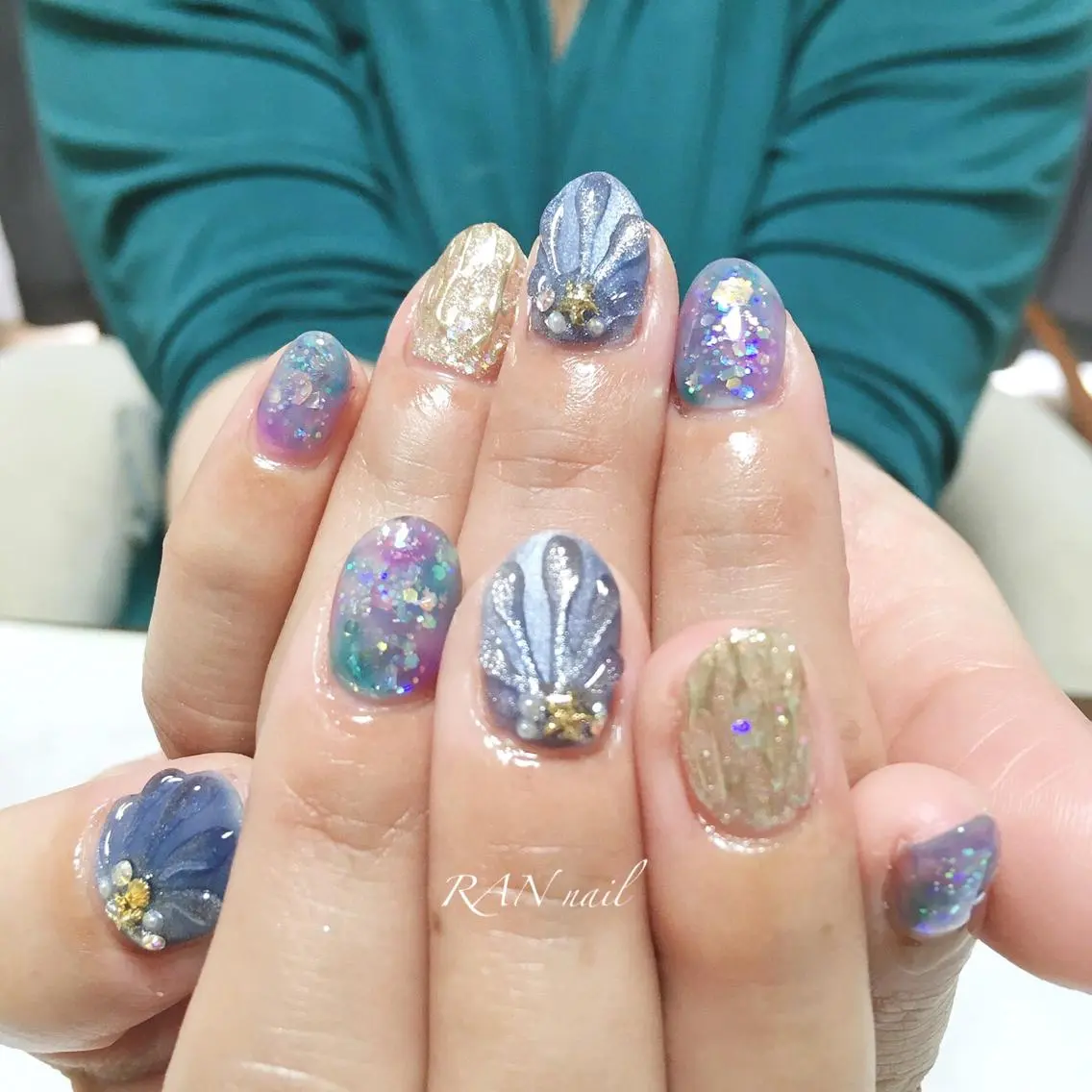ネイル フットネイル キラキラネイル 大理石ネイル(マーブル) オフィスネイル 春ネイル ハンドネイル フットネイル RAN nailのネイルデザイン