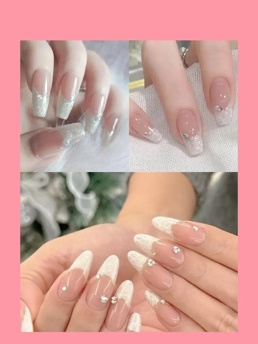 🉐🔥👑オーロラフレンチネイル¥5980💅ベースカラーあり(小ストーン10個無料付け)ソフトジェルオフ無料の写真