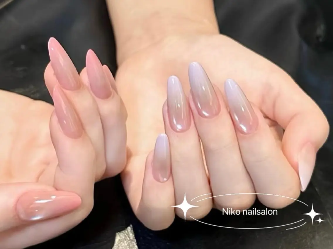 ネイル 長さ出し フットネイル フレンチネイル ジェルネイル ガラスフレンチ Nikoネイルサロン 本八幡店のネイルデザイン