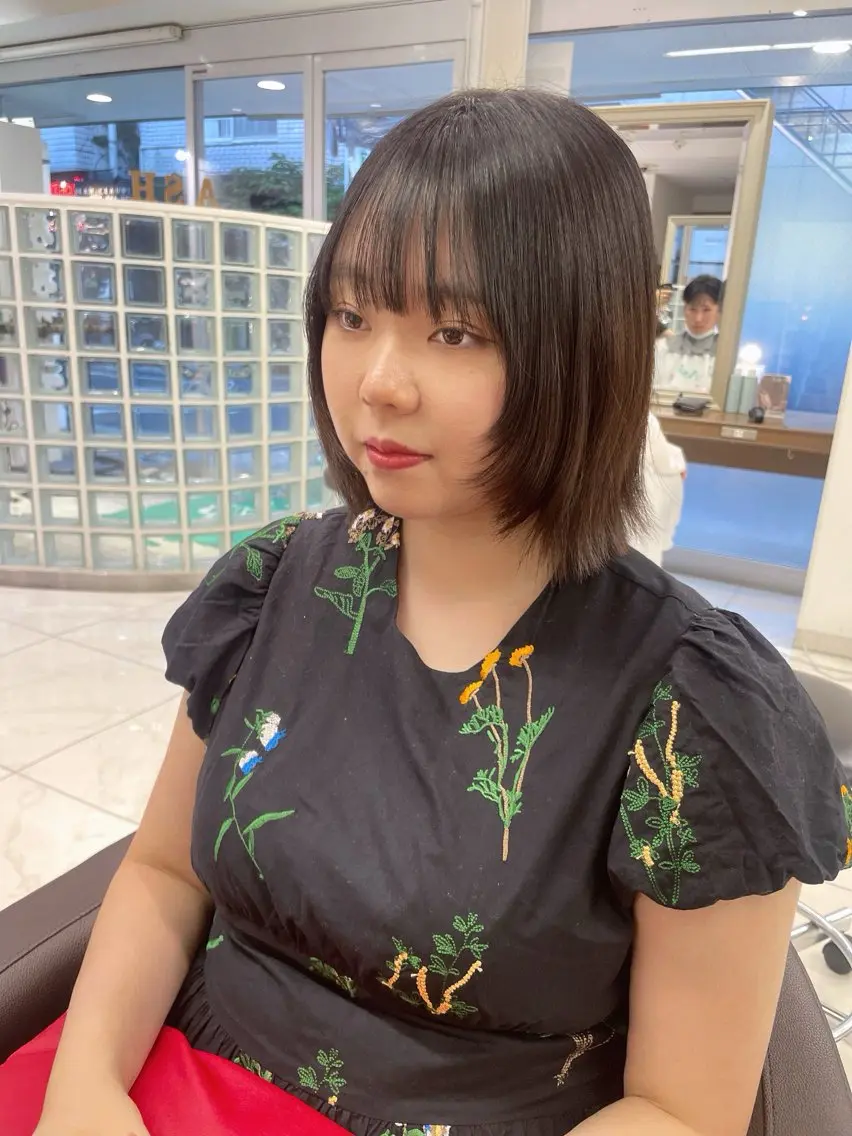 ミディアム パーマ カット 縮毛矯正 店長福島成美/髪質 改善縮毛矯正/カラーのヘアスタイル