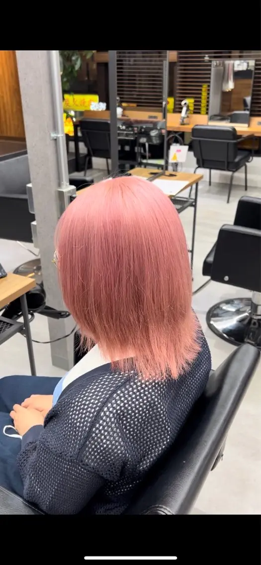 ショート カラー ブリーチ ピンクカラー ENA💗NEXT /ハイトーンエクステのヘアスタイル