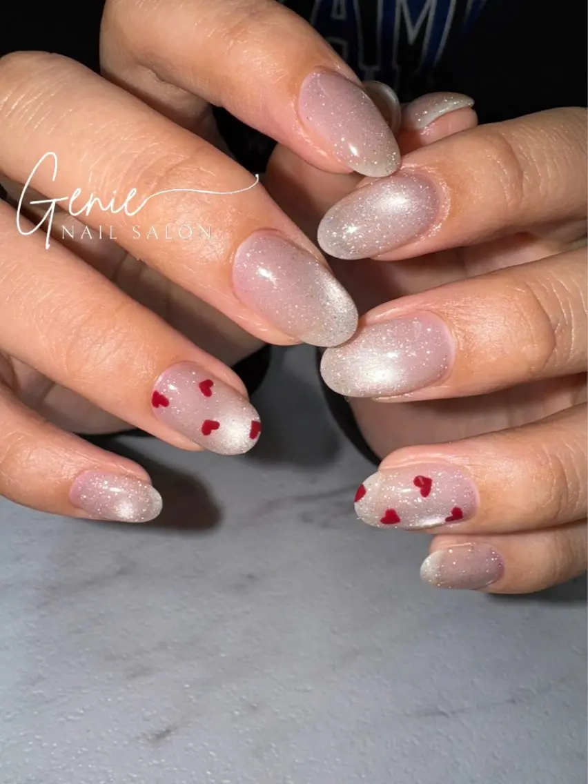 ネイル ハート ニュアンスネイル ハンドネイル Nail salon Genieのネイルデザイン