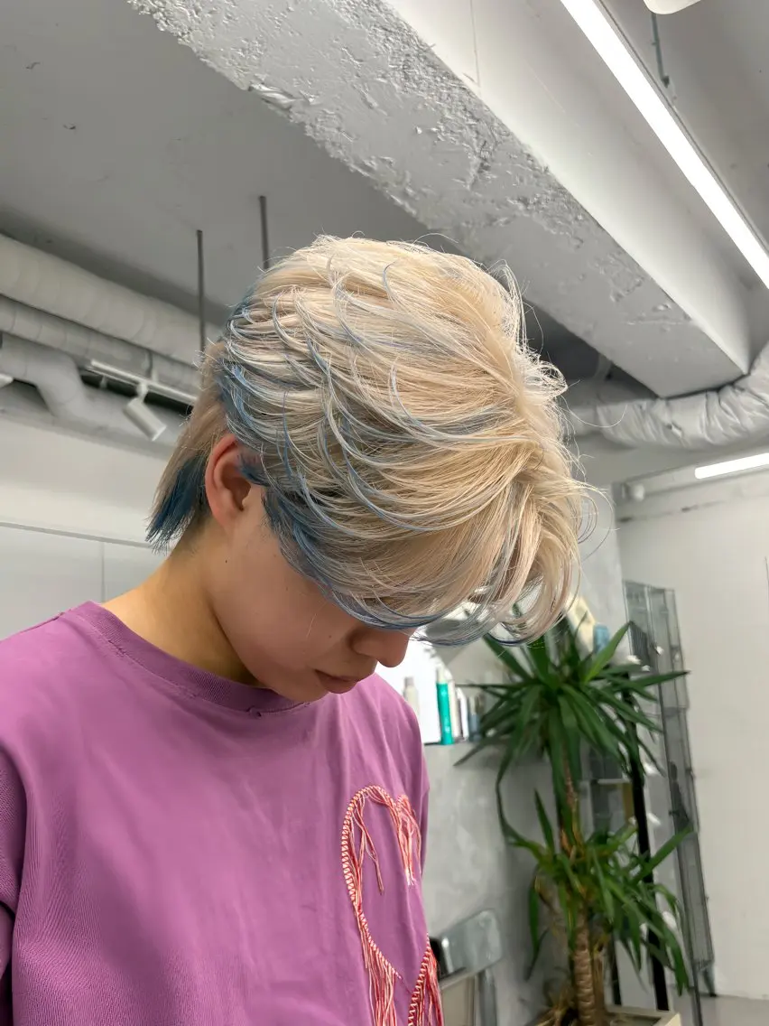 ミディアム カラー メンズ カット ヘアカラー メンズバレイヤージュ 🔥メンズカット🔥のヘアスタイル