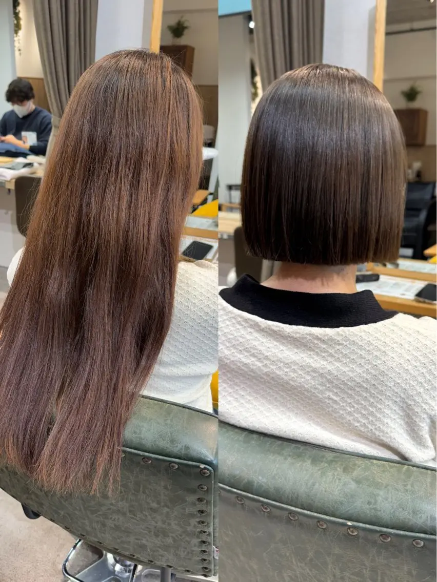 ミディアム カラー パーマ 髪質改善 縮毛矯正 トリートメント ストレートパーマ カット ヘアカラー 縮毛矯正 トリートメント 縮毛矯正/シール エクステ/艶髪ひふみのヘアスタイル