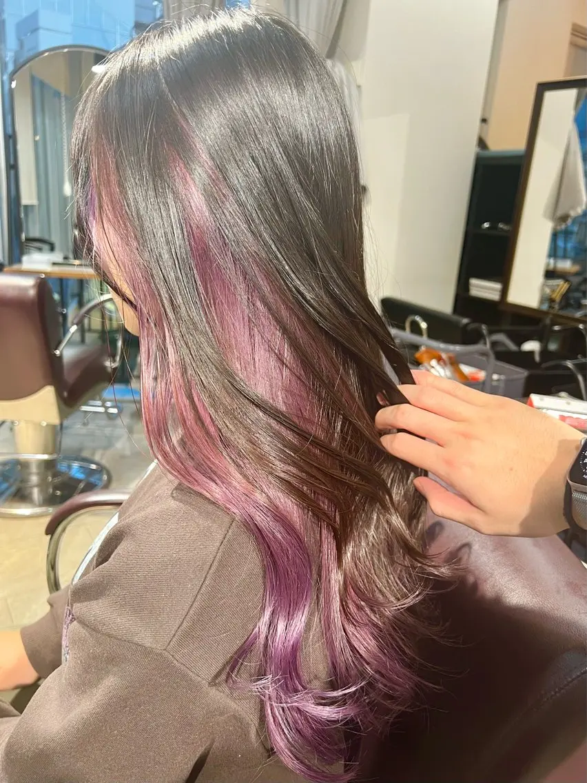 ロング カラー ヘアアレンジ ヘアカラー トリートメント ヘッドスパ ヘアセット 🌈インナーカラー ‘ショウマ’🌈のヘアスタイル