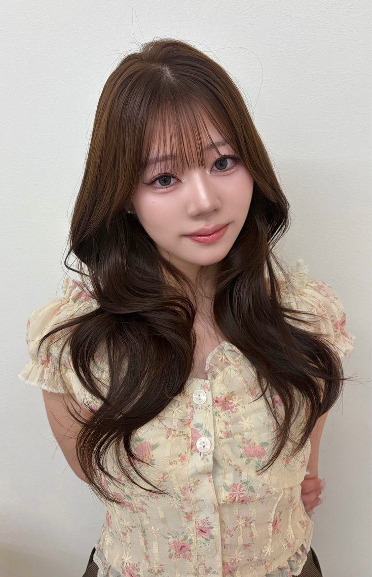 ロング カラー グレージュ 韓国風ヘア レイヤーカット ワンホンヘア カット ヘアカラー トリートメント 韓国ヘア/レイヤー Lily Wongのヘアスタイル