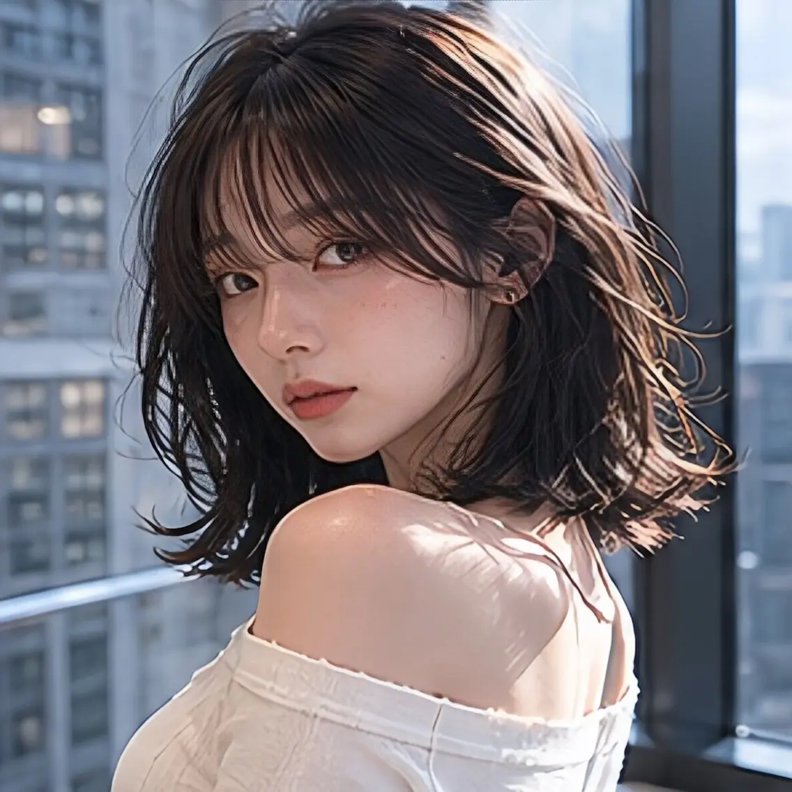 セミロング カラー カット ヘアカラー 縮毛矯正/レイヤー/ 前髪カット/おばかんのヘアスタイル