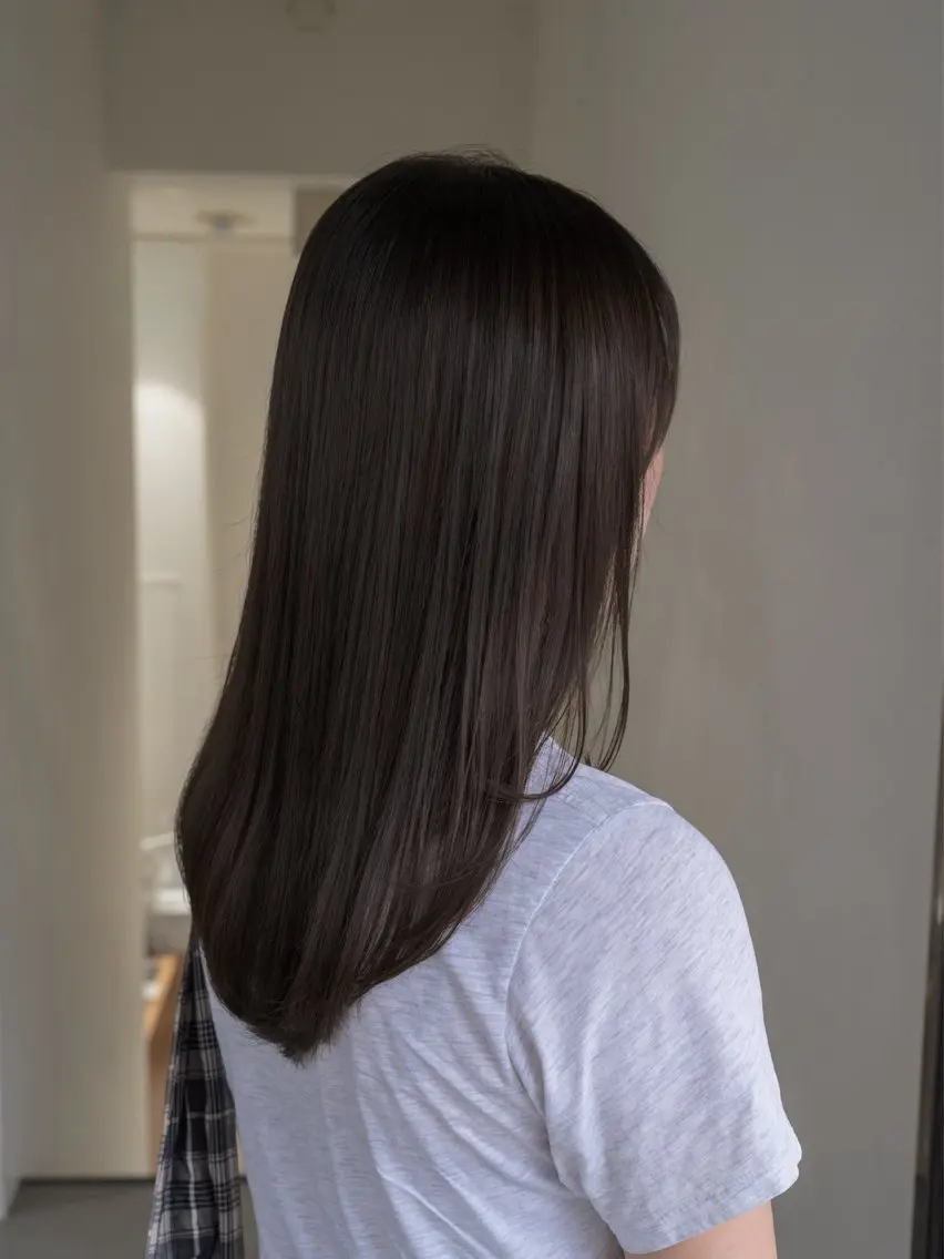 セミロング カラー グレージュ レイヤーカット 酸性ストレート カット ヘアカラー トリートメント navile原宿 yumaのヘアスタイル