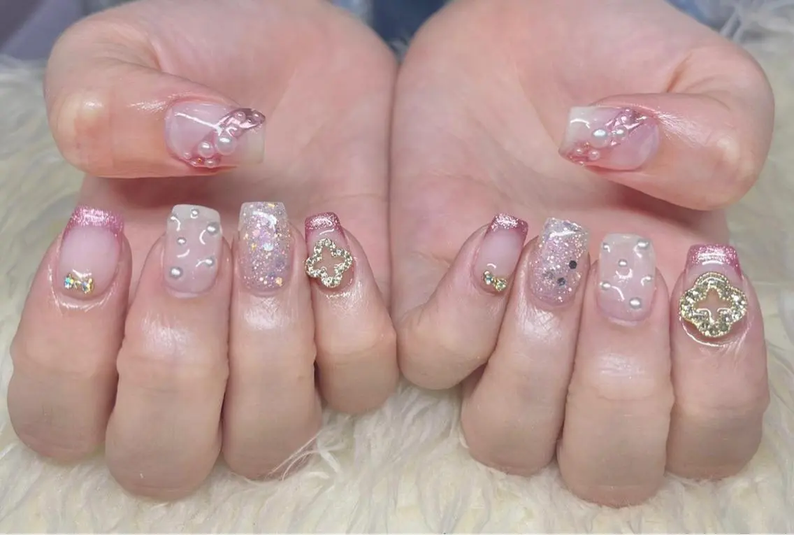ネイル 長さ出し フレンチネイル ジェルネイル 卒業式 韓国ネイル ハンドネイル Nail&eye Belire 新宿のネイルデザイン