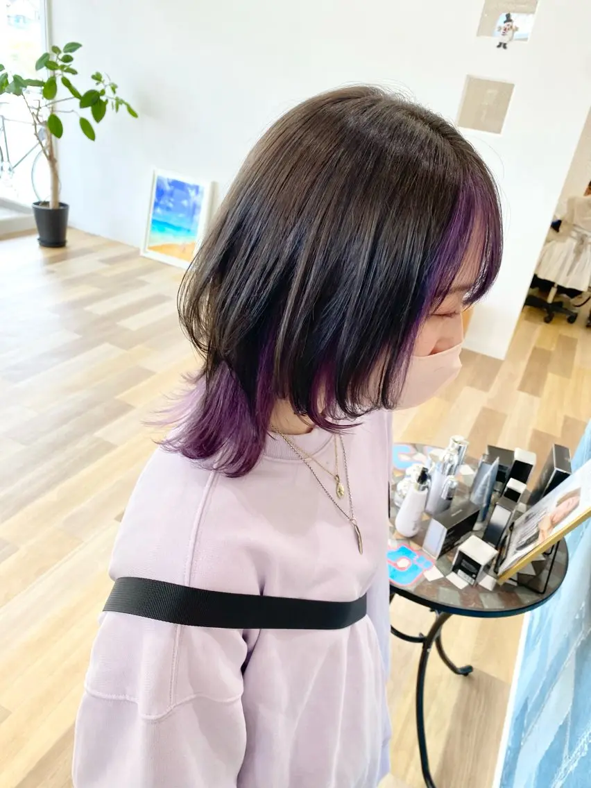 ミディアム カット ヘアカラー トリートメント ケアブリーチ 黒瀬有汰のヘアスタイル