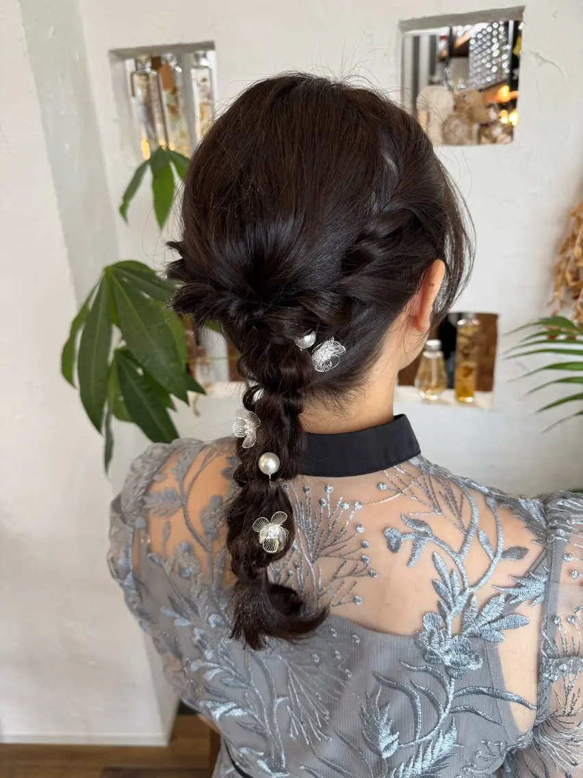 ヘアアレンジ ハーフアップ 浴衣 ヘアセット 🌸小掛🌸 豊橋外国人風カラーのヘアスタイル