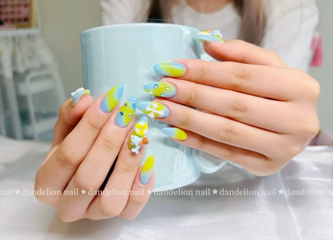 ネイル 持ち込み 夏ネイル ワンホンネイル ハンドネイル dandelion nail北千住のネイルデザイン