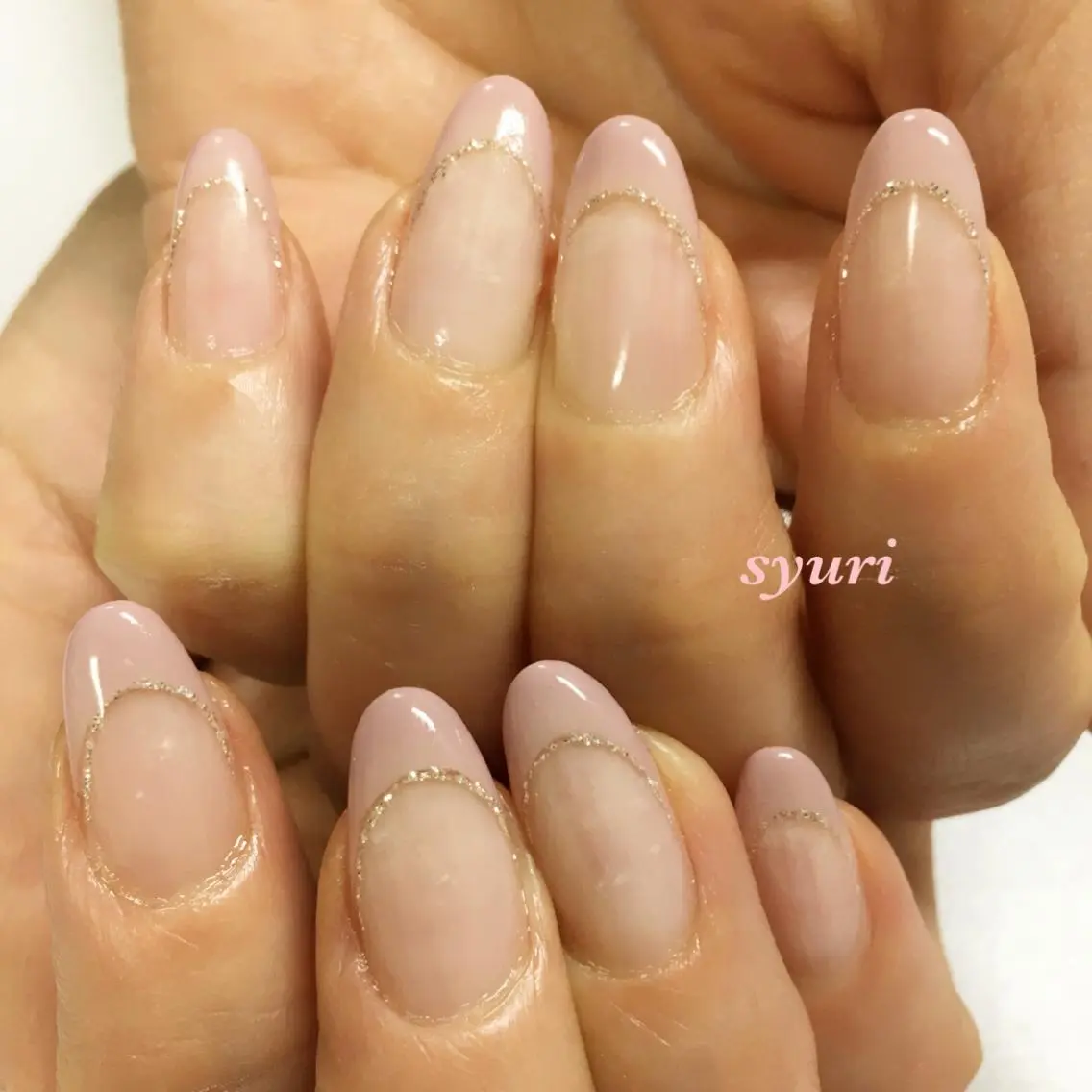 ネイル フレンチネイル ラメ(グリッター) ハンドネイル syuri nailのネイルデザイン