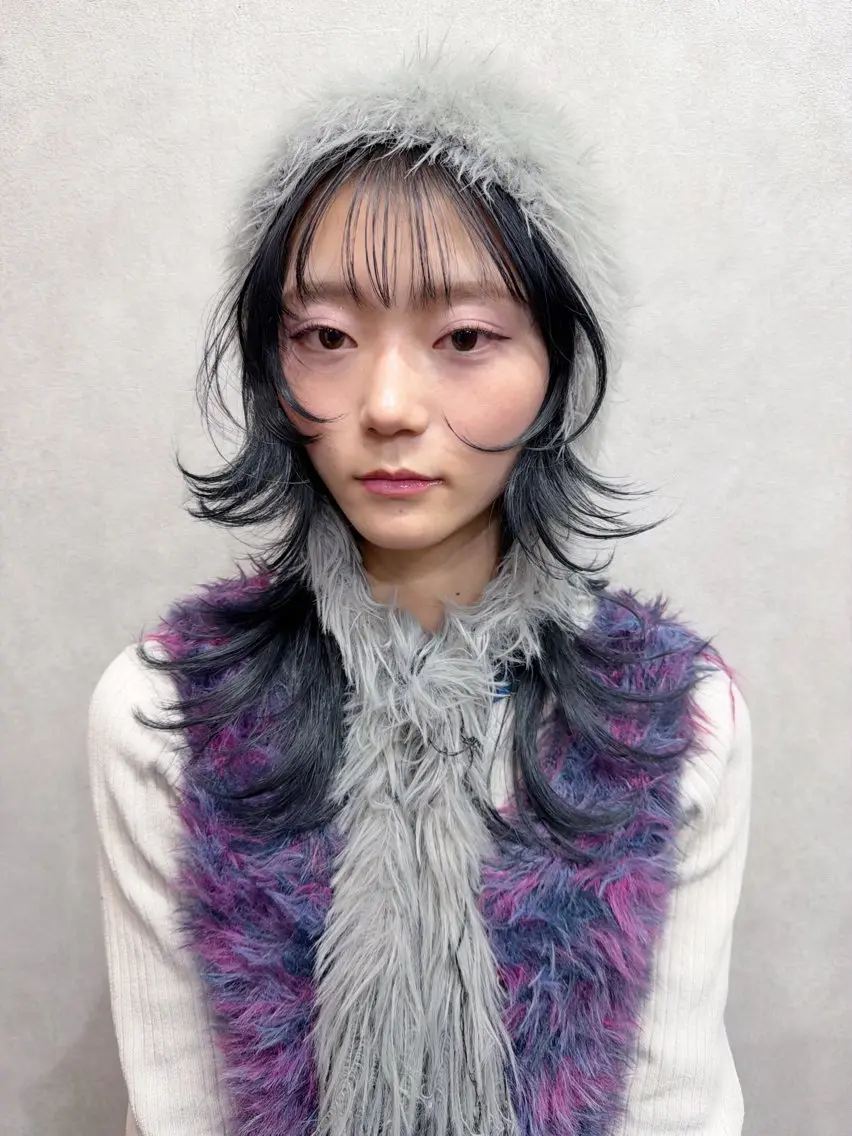 セミロング カラー ハイレイヤー レイヤーカット カット ヘアカラー トリートメント AiM 大名　似合わせカットのヘアスタイル
