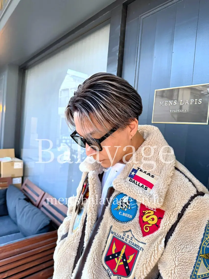 ミディアム カラー メンズ カット ヘアカラー ヘアセット 【men's Lapis横浜】海人のヘアスタイル