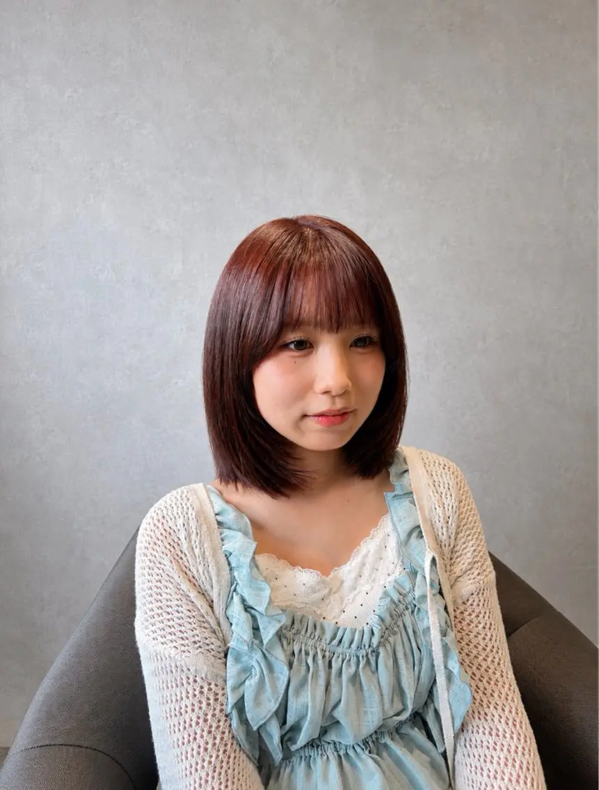 ミディアム ピンクブラウン カット ヘアカラー トリートメント 似合わせレイヤー/ 髪質改善/長瀬叶翔のヘアスタイル